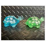 Glass Turtle Figurines - Hand Painted, Made in Japan