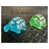 Glass Turtle Figurines - Hand Painted, Made in Japan