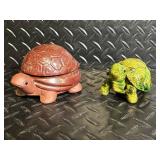 Glass Turtle Figurines - Hand Painted, Made in Japan