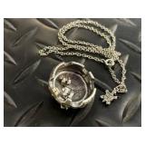Turtle Charm Jewelry Set - Mosaic Glass Turtles & Silver Turtle Pendants with Chain