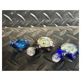 Turtle Charm Jewelry Set - Mosaic Glass Turtles & Silver Turtle Pendants with Chain