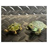 Turtle Charm Jewelry Set - Mosaic Glass Turtles & Silver Turtle Pendants with Chain