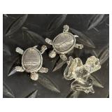 Turtle Charm Jewelry Set - Mosaic Glass Turtles & Silver Turtle Pendants with Chain