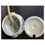 Blue Floral Ceramic Dinnerware Set with Teapot, Mugs, Plates & Butter Dish