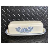 Blue Floral Ceramic Dinnerware Set with Teapot, Mugs, Plates & Butter Dish