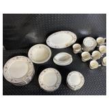 Noritake Ivory China Adagio 7237 Dinnerware Set - Floral Border with Cups & Saucers (Japan)