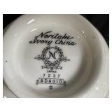 Noritake Ivory China Adagio 7237 Dinnerware Set - Floral Border with Cups & Saucers (Japan)