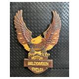 Harley-Davidson Eagle Wall Plaque - Carved Wood Decor