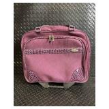 Pink Croc-Trim Rolling Cosmetic Case On Wheels
