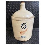 Red Wing Stoneware Co. Cream Glazed Jug with Winged Bird Motif & Blue Stamp