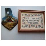 Beautiful Hand Painted Blade & Framed Cross-stitch