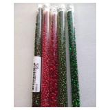 (5) Tubes Red & Green Glass Seed Beads