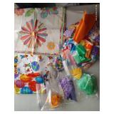 Bright Kid Cottons, Flower Panel, Prairie Points; Blue Backing