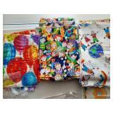 Bright Kid Cottons, Flower Panel, Prairie Points; Blue Backing