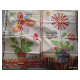Bright Kid Cottons, Flower Panel, Prairie Points; Blue Backing