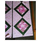 Pretty Pink & Green Quilt Top Panels & Pink Backing Material