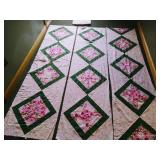Pretty Pink & Green Quilt Top Panels & Pink Backing Material