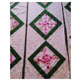 Pretty Pink & Green Quilt Top Panels & Pink Backing Material