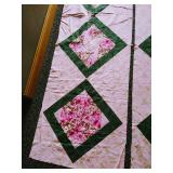 Pretty Pink & Green Quilt Top Panels & Pink Backing Material