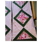 Pretty Pink & Green Quilt Top Panels & Pink Backing Material