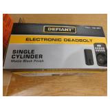 New - 6  Defiant Single Cylinder Square Electronic Keypad Deadbolt Matte Black