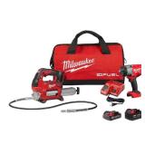 Milwaukee M18 FUEL 18V Lithium-Ion Brushless Cordless High Torque 1/2 in. Impact Wrench w/ Friction Ring & Grease Gun Combo Kit