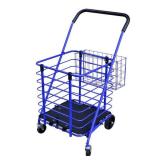 Milwaukee Steel Shopping Cart in Blue with Accessory Basket