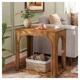 BYBLIGHT Kerlin 25.5 in. W x 15.35 in. D x 23.62 in. H Brown Rectangle Solid Wood End Table, Farmhouse Side Table for Living Room