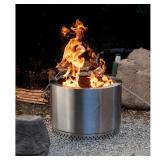 HotShot Explorer Portable Low Smoke 19.5 in. Round Wood-Burning Fire Pit in Stainless Steel