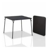 Homy Casa Feady 34.6 in. Black Foldable Plastic Top Card Table, Collapsible Portable Design for Home/Office, 140 lbs. Capacity