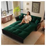Harper & Bright Designs 74.8 in. Green Velvet Queen Size Sofa Bed Convertible Loveseat
