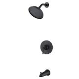 Glacier Bay Oswell Single Handle 1-Spray Tub and Shower Faucet 1.8 GPM in Matte Black (Valve Included)