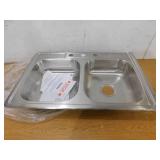 Glacier Bay 33 in. Drop-In 50/50 Double Bowl 22 Gauge Stainless Steel Kitchen Sink