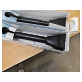 (2) Zenna Home NeverRust 72 in. Aluminum Adjustable Tension Decorative Shower Rod with Square Finials in Black