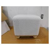 Storied Home Brooklyn Cream Boucle Fabric Square Upholstered Ottoman