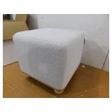 Storied Home Brooklyn Cream Boucle Fabric Square Upholstered Ottoman