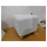 Storied Home Brooklyn Cream Boucle Fabric Square Upholstered Ottoman