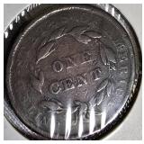 1839 Liberty Head Large Cent, featuring a 9 over 6 error.