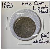 1883 Liberty Head Nickel, Type 1 (No Cents)
