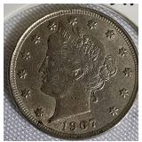 1907 Liberty Head Nickel, Type 2 Cents.