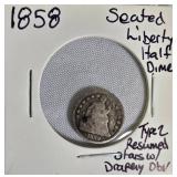 1858 Seated Liberty Half Dime