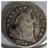 1858 Seated Liberty Half Dime