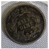 1872 Seated Liberty Half Dime  Type 4, featuring a legend on the obverse side.