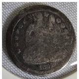 1841 - O - Seated Liberty Dime, Type 2, with Stars and Drapery.