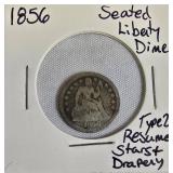 1841 - O - Seated Liberty Dime, Type 2, with Stars and Drapery.