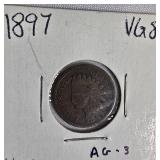 Indian Head Small Cents from the years 1897, 1898, 1901, and 1902.