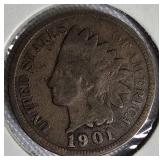 Indian Head Small Cents from the years 1897, 1898, 1901, and 1902.