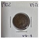 Indian Head Small Cents from the years 1897, 1898, 1901, and 1902.