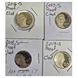 Jefferson Nickel Proof Clad  from the years 2016,2017,2018 & 2019