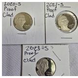 Jefferson Nickel Proof Clad  from the years 2020,2021 & 2023